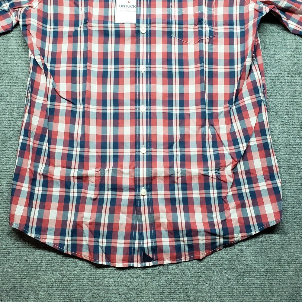UNTUCKit Navarro Shirt Mens LT Slim Red White Blue Button Up Long Sleeve New - Picture 3 of 11